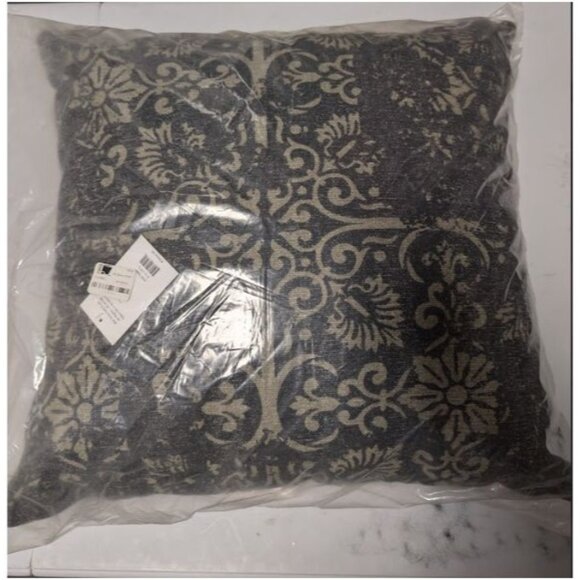 Mina Victory Life Styles Distress Damask Throw Pillow, Grey, 22X22 - Picture 1 of 3